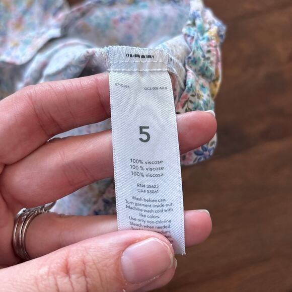 Carter's Girls Size 5 Dress Floral Viscose Pastel Long Sleeve - Picture 4 of 5